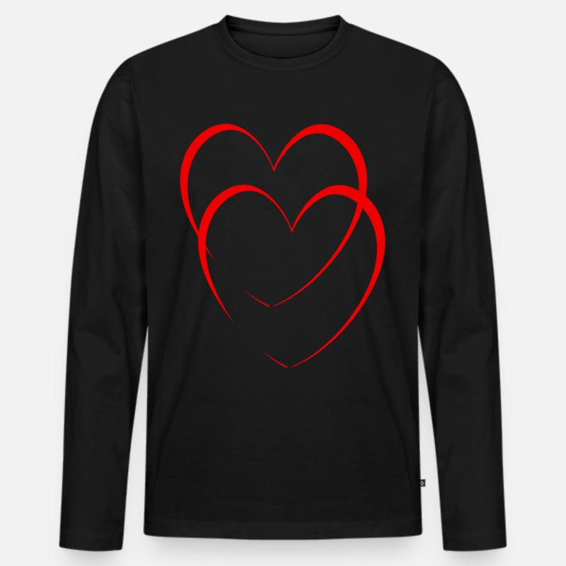 Zwei Rote Herzen - Männer Premium Bio Langarmshirt - Schwarz