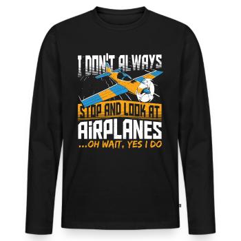 Fliegen Pilot Flugzeug Flugschule Segelflieger - Männer Premium Bio Langarmshirt - Schwarz - Vorne - Nico (187cm)