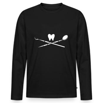 Dentiste Dentifrice Brosse à dents Kiefer Doc Dentiste - T-shirt manches longues Premium bio Homme - noir - Devant - Nico (187cm)
