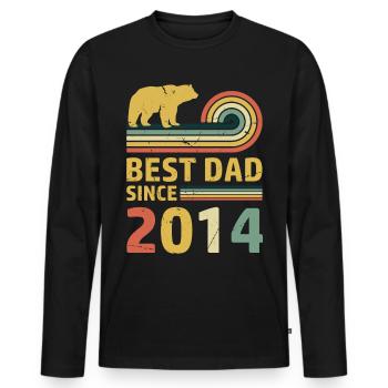 Best dad since 2014 vintage Bär - Männer Premium Bio Langarmshirt - Schwarz - Vorne - Nico (187cm)