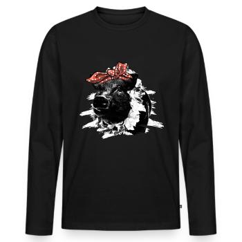Schwein - Männer Premium Bio Langarmshirt - Schwarz - Vorne - Nico (187cm)