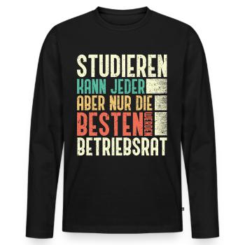 Betriebsrat Sprüche Wahl - Männer Premium Bio Langarmshirt - Schwarz - Vorne - Nico (187cm)