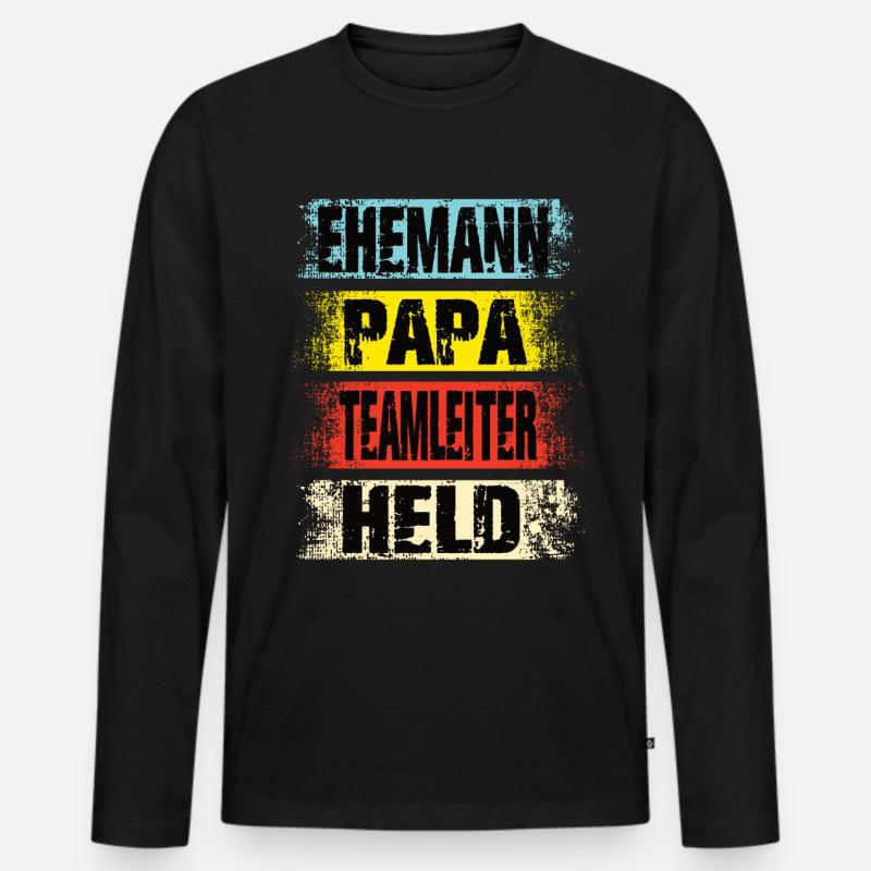Ehemann Papa Teamleiter Held - Männer Premium Bio Langarmshirt - Schwarz