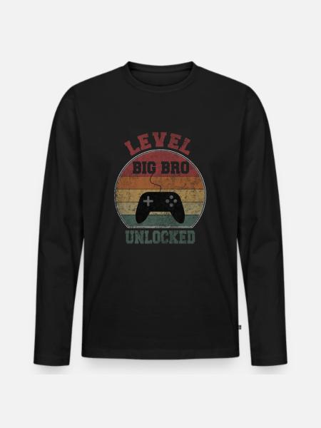 Level big Bro unlocked - Men's Premium Organic Long Sleeve Shirt - black