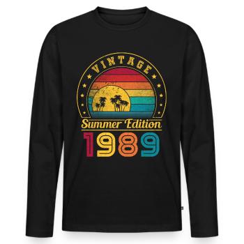 Édition d’été 1989 Anniversaire Vintage 1989 Rétro - T-shirt manches longues Premium bio Homme - noir - Devant - Nico (187cm)