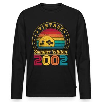 Summer Edition 2002 Geburtstag Jahrgang 2002 Retro - Männer Premium Bio Langarmshirt - Schwarz - Vorne - Nico (187cm)