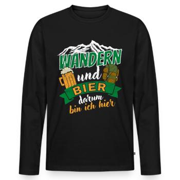 Wandern und Bier Bergwanderung für Biertrinker - Männer Premium Bio Langarmshirt - Schwarz - Vorne - Nico (187cm)