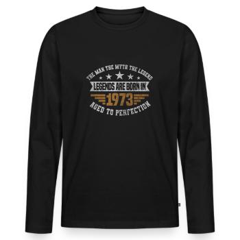 Legends are born in 1973 Jahrgang 1973 Geburtstag - Männer Premium Bio Langarmshirt - Schwarz - Vorne - Nico (187cm)