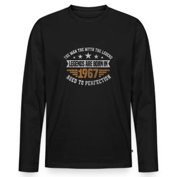 Les légendes naissent en 1967 Naissance 1967 Anniversaire - T-shirt manches longues Premium bio Homme - noir - Devant - Nico (187cm)