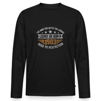 Legends are born in 1983 Jahrgang 1983 Geburtstag - Männer Premium Bio Langarmshirt - Schwarz - Vorne - Nico (187cm)