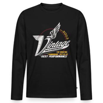 Vintage 2003 Anniversaire Vintage 2003 Hommes - T-shirt manches longues Premium bio Homme - noir - Devant - Nico (187cm)