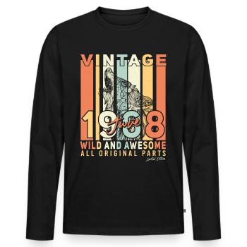 1968 Juin Rétro - T-shirt manches longues Premium bio Homme - noir - Devant - Nico (187cm)