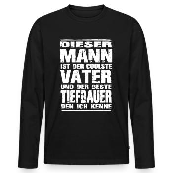 Vater und Tiefbauer - Männer Premium Bio Langarmshirt - Schwarz - Vorne - Nico (187cm)