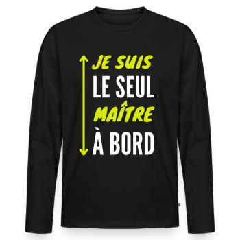 Je suis le seul maître à bord - T-shirt manches longues Premium bio Homme - noir - Devant - Nico (187cm)