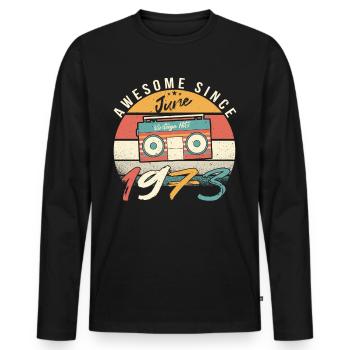 1973 Juni Geschenk - Männer Premium Bio Langarmshirt - Schwarz - Vorne - Nico (187cm)