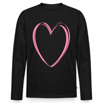 Rosa Herz - Männer Premium Bio Langarmshirt - Schwarz - Vorne - Nico (187cm)