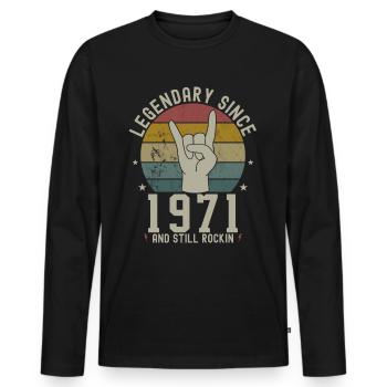 51. Geburtstag Legendär Jahrgang 1971 Geboren - Männer Premium Bio Langarmshirt - Schwarz - Vorne - Nico (187cm)