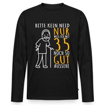 35. Geburtstag Mann 35er 35ter 35 Jahre alt lustig - Männer Premium Bio Langarmshirt - Schwarz - Vorne - Nico (187cm)