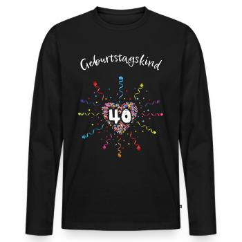 40. Geburtstag Geburtstagskind 40er - Männer Premium Bio Langarmshirt - Schwarz - Vorne - Nico (187cm)