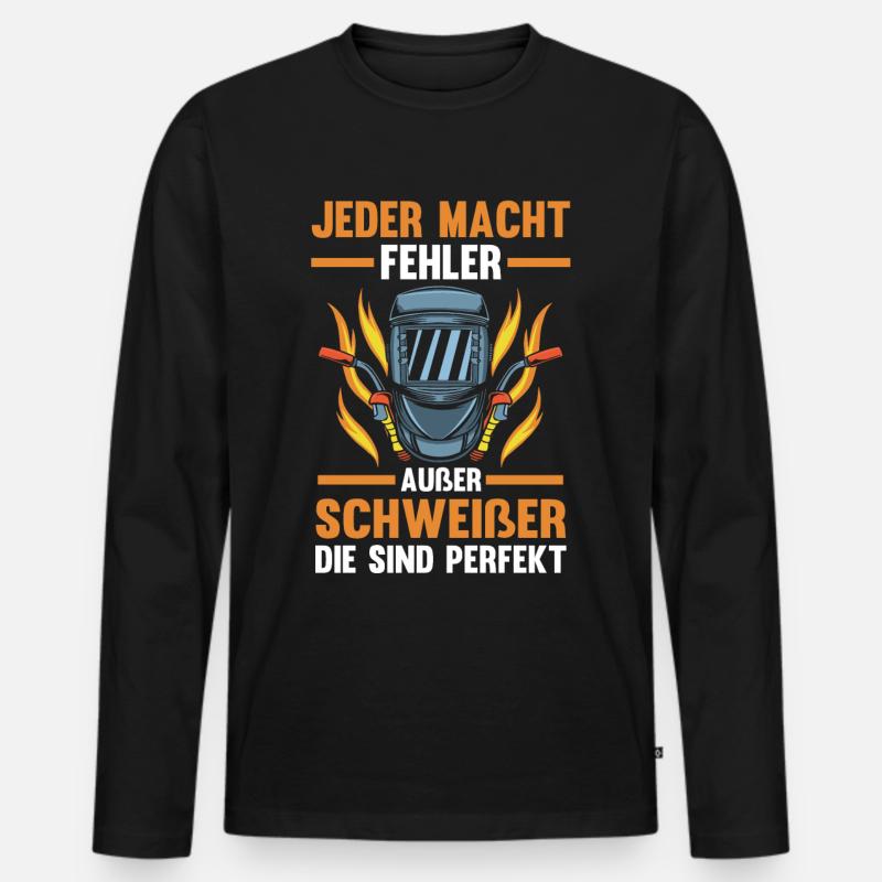 Schweißer - Männer Premium Bio Langarmshirt - Schwarz