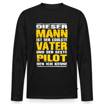 Pilot - Männer Premium Bio Langarmshirt - Schwarz - Vorne - Nico (187cm)