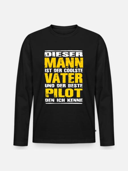 Pilot - Männer Premium Bio Langarmshirt - Schwarz