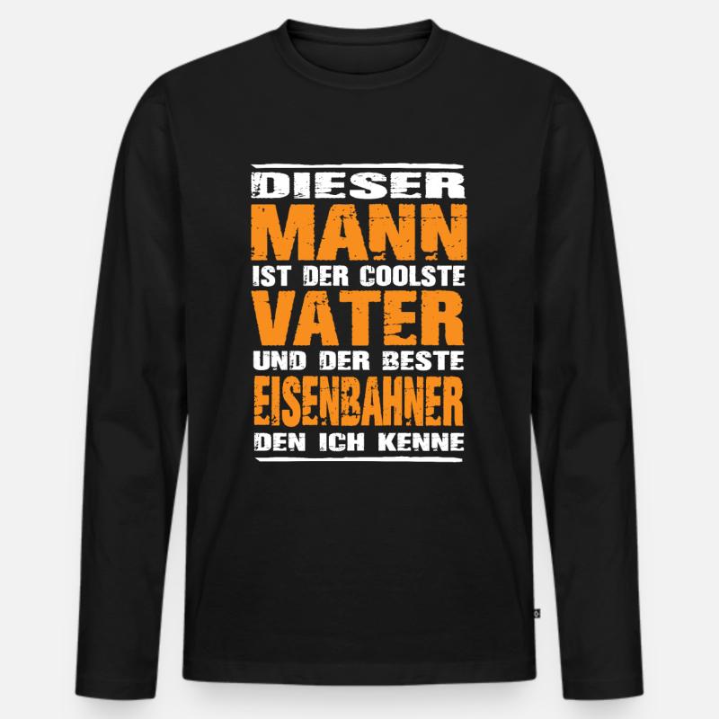 Eisenbahner - Männer Premium Bio Langarmshirt - Schwarz