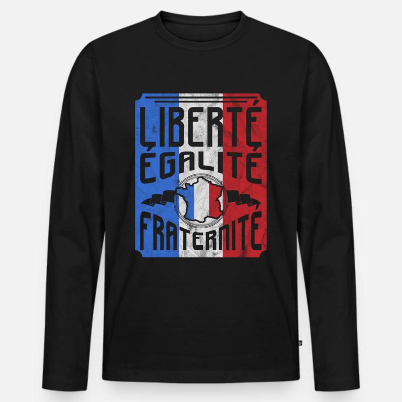 Frankreich - Männer Premium Bio Langarmshirt - Schwarz