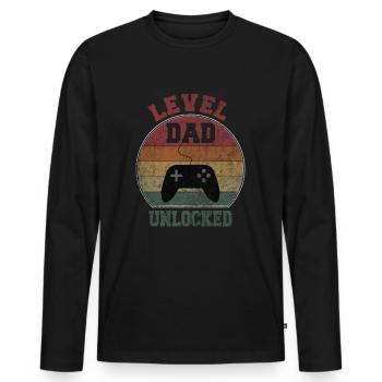Level Dad unlocked - Männer Premium Bio Langarmshirt - Schwarz - Vorne - Nico (187cm)