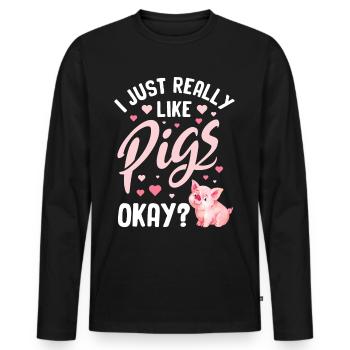 Schwein - Männer Premium Bio Langarmshirt - Schwarz - Vorne - Nico (187cm)