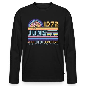 50 Jahre Juni 1972 - Männer Premium Bio Langarmshirt - Schwarz - Vorne - Nico (187cm)