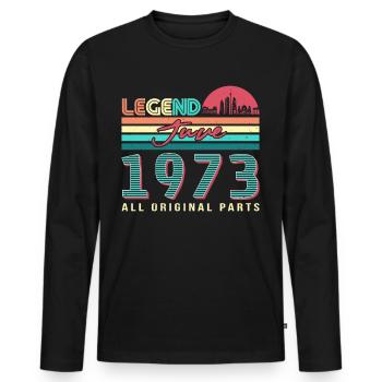 Geschenk 1973 Juni - Männer Premium Bio Langarmshirt - Schwarz - Vorne - Nico (187cm)
