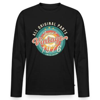 June 1976 Original - Men's Premium Organic Long Sleeve Shirt - black - Front - Nico (187cm)