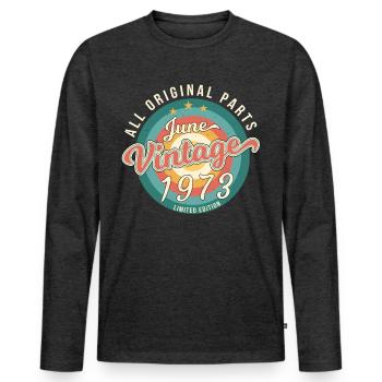 Juni 1973 Limitiert - Männer Premium Bio Langarmshirt - Anthrazit meliert - Vorne - Nico (187cm)