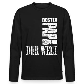 Bester Papa der Welt - Männer Premium Bio Langarmshirt - Schwarz - Vorne - Nico (187cm)