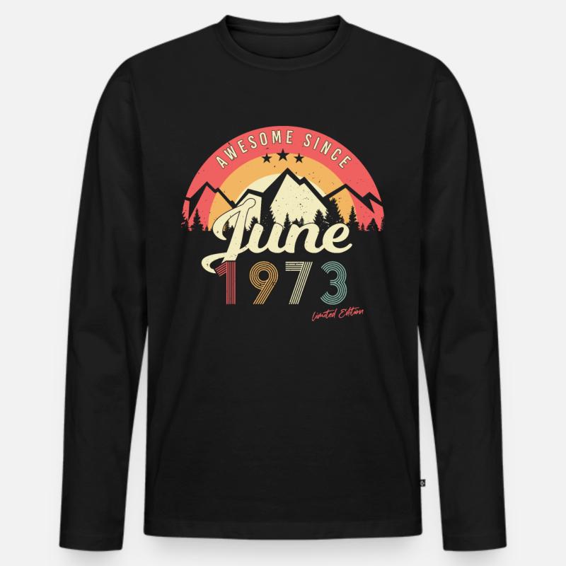 Retro 1973 Juni - Männer Premium Bio Langarmshirt - Schwarz