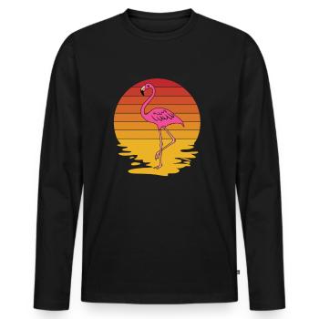 Flamingo Pink Flamingo Flamingo Gift - Men's Premium Organic Long Sleeve Shirt - black - Front - Nico (187cm)