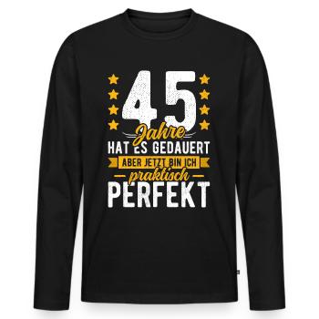 45 Geburtstag Mann 45er 45ter Ich bin 45 Jahre alt - Männer Premium Bio Langarmshirt - Schwarz - Vorne - Nico (187cm)