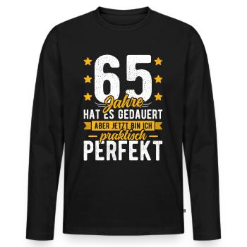 65 Geburtstag Mann 65er 65ter Ich bin 65 Jahre alt - Männer Premium Bio Langarmshirt - Schwarz - Vorne - Nico (187cm)
