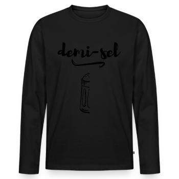 demi sel (moitié de salière) - T-shirt manches longues Premium bio Homme - noir - Devant - Nico (187cm)