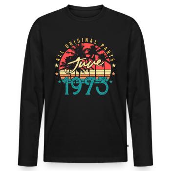 1973 Juni Retro - Männer Premium Bio Langarmshirt - Schwarz - Vorne - Nico (187cm)