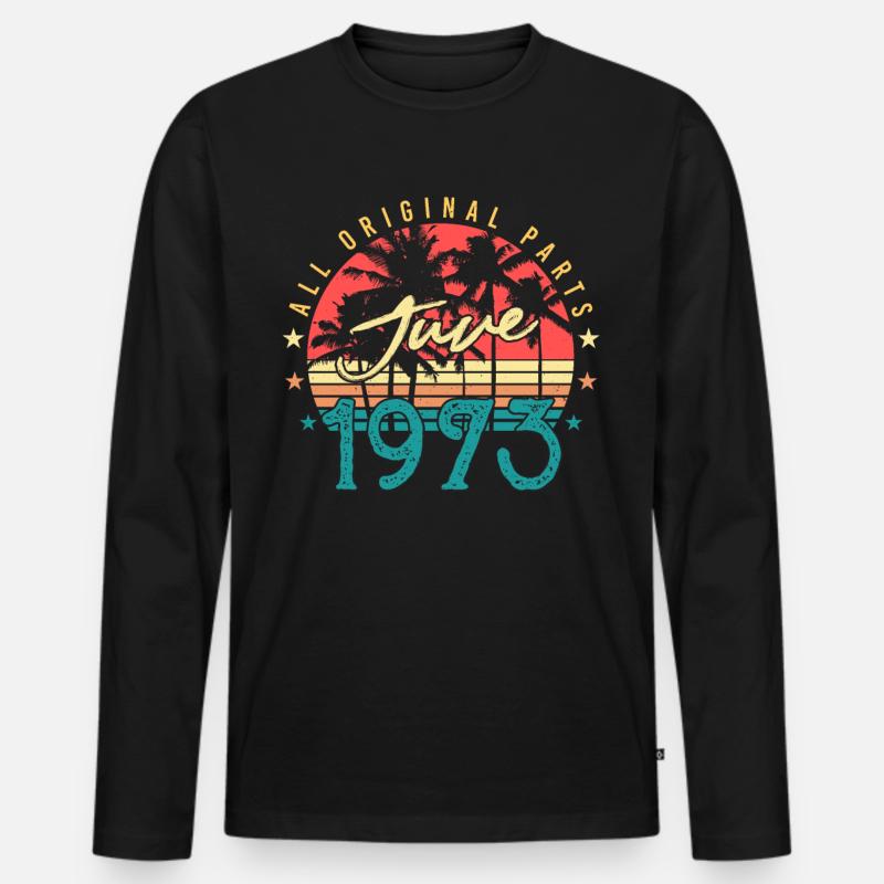 1973 Juni Retro - Männer Premium Bio Langarmshirt - Schwarz