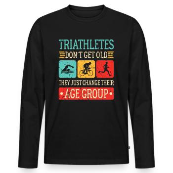 Les triathlètes ne reçoivent pas de vieux triathlon - T-shirt manches longues Premium bio Homme - noir - Devant - Nico (187cm)