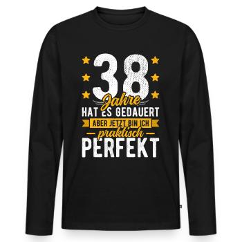 38 Geburtstag Mann 38er 38ter Ich bin 38 Jahre alt - Männer Premium Bio Langarmshirt - Schwarz - Vorne - Nico (187cm)