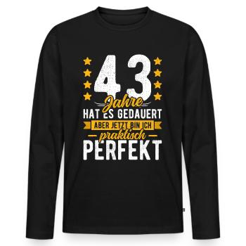 43 Geburtstag Mann 43er 43ter Ich bin 43 Jahre alt - Männer Premium Bio Langarmshirt - Schwarz - Vorne - Nico (187cm)