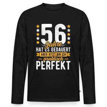 56 Geburtstag Mann 56er 56ter Ich bin 56 Jahre alt - Männer Premium Bio Langarmshirt - Schwarz - Vorne - Nico (187cm)