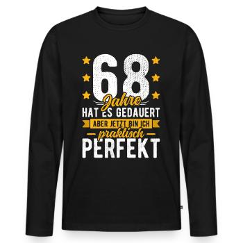 68 Geburtstag Mann 68er 68ter Ich bin 68 Jahre alt - Männer Premium Bio Langarmshirt - Schwarz - Vorne - Nico (187cm)
