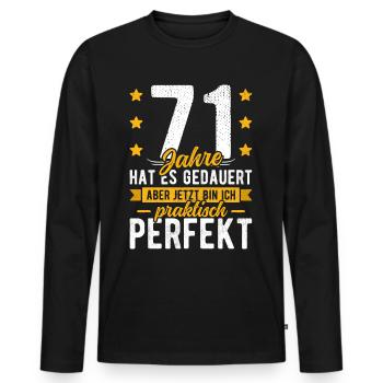 71 Geburtstag Mann 71er 71ter Ich bin 71 Jahre alt - Männer Premium Bio Langarmshirt - Schwarz - Vorne - Nico (187cm)