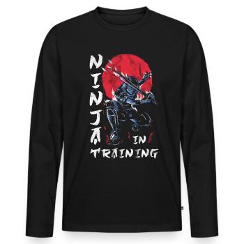 Ninja - Men's Premium Organic Long Sleeve Shirt - black - Front - Nico (187cm)