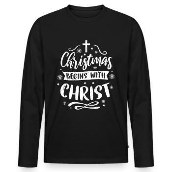 Christen Religion Evangelisch Bibel Jesus Kirche - Männer Premium Bio Langarmshirt - Schwarz - Vorne - Nico (187cm)